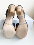 BRAND NEW LK BENNETT NAVY BLUE LEATHER PLAITED WEAVE CORK PLATFORM & HEEL SANDALS SIZE 5/38