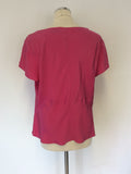 FENN WRIGHT MANSON PINK SILK COWL NECK TOP SIZE 18