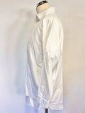 MME & CO WHITE COTTON OVERSIZED COLLARED DROP SHOULDER SHIRT SIZE M