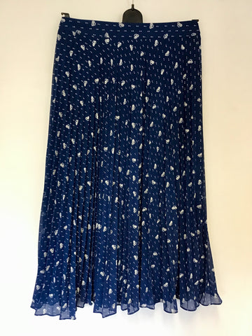 PARIS ATELIER & OTHER STORIES BLUE FLORAL & SPOT PRINT LONG PLEATED SKIRT SIZE 10