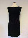 HOBBS BLACK LINEN APPLIQUÉ TRIM SHIFT DRESS SIZE 8