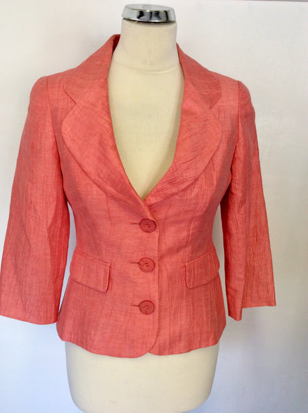 PRÉCIS PETITE CORAL/ ORANGE LINEN BLEND SPECIAL OCCASION JACKET SIZE 8