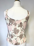 GINA BACCONI CREAM,BROWN & PINK FLORAL PRINT 3 PIECE SPECIAL OCCASION OUTFIT SIZE 14