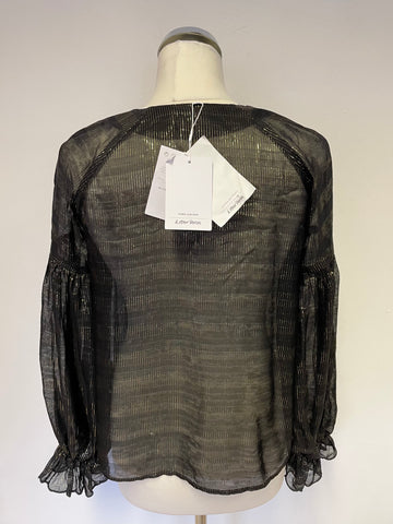 BRAND NEW & OTHER STORIES BLACK & GOLD METALLIC SILK STRIPE BLOUSE SIZE 34 UK 8