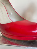 KAREN MILLEN RED PATENT LEATHER PEEPTOE HEELS SIZE 6.5/39.5