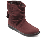 HOTTER DEEP RED / WINE SUEDE TASSEL TRIM SUEDE ANKLE BOOTS SIZE 5.5/38.5