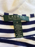 LAUREN RALPH LAUREN NAVY & WHITE STRIPE TOP SLEEVELESS FIT & FLARE DRESS SIZE 4 UK 8
