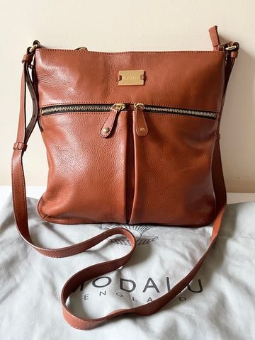MODALU TAN LEATHER CROSS BODY BAG