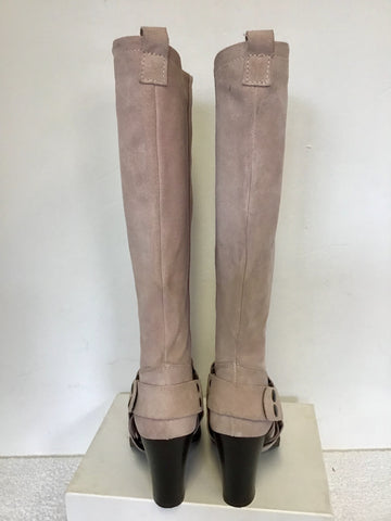 MODA IN PELLE LIGHT PINK SUEDE KNEE LENGTH BOOTS SIZE 5/38