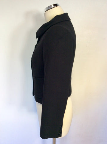 HOBBS BLACK VIRGIN WOOL BOX JACKET SIZE 10