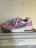 BAPE STA * A BATHING APE  FOOT SOLDIER WHITE WITH PINK GREY TRIM  TRAINERS SIZE 10 / 44.5