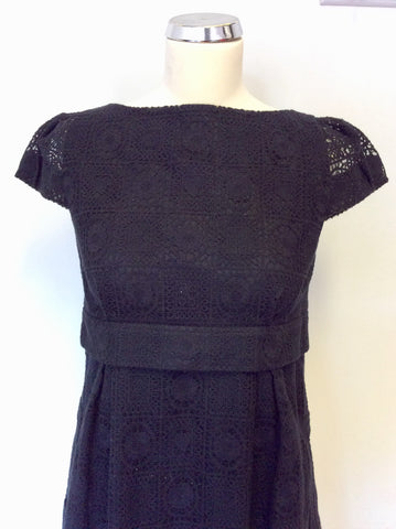 JESIRE BLACK LACE CAP SLEEVE REAR BOW TRIM DRESS SIZE 8