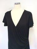 RALPH LAUREN BLACK V NECKLINE WRAP ACROSS SHORT FLOATY SLEEVED TOP SIZE XL