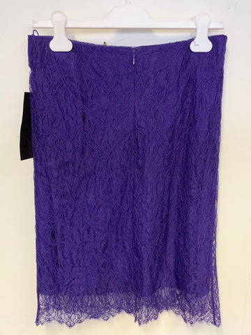 BRAND NEW NINA RICCI PURPLE LACE SILK LINED PENCIL SKIRT SIZE 38 UK 8/10