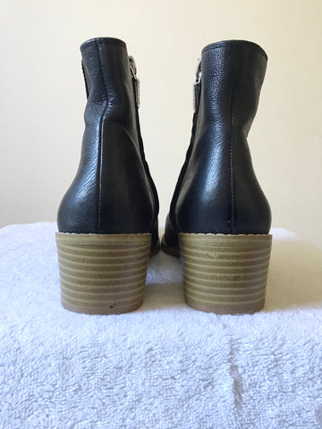 CLARKS NAVY BLUE LEATHER ANKLE BOOTS SIZE 4/37