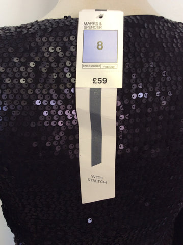 Brand New Marks & Spencer Black Sequinned Dress Size 8