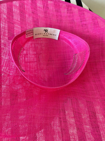 BRAND NEW NIGEL RAYMENT HOT PINK BOW & FEATHER TRIM HATINATOR