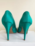 HOBBS KINGFISHER GREEN SILK BLEND HEELS SIZE 5.5/38.5 & BRAND NEW MATCHING BAG