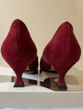 GINA DEEP RED SUEDE CUT AWAY TOP SPECIAL OCCASION HEELS SIZE 7/40