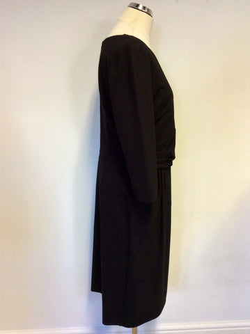 PHASE EIGHT BLACK 3/4 LENGTH SLEEVE PENCIL DRESS SIZE 16