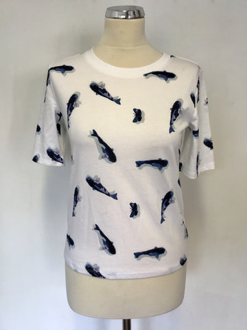 BRAND NEW ARMANI JEANS WHITE DOLPHIN PRINT T SHIRT SIZE 40 UK 10