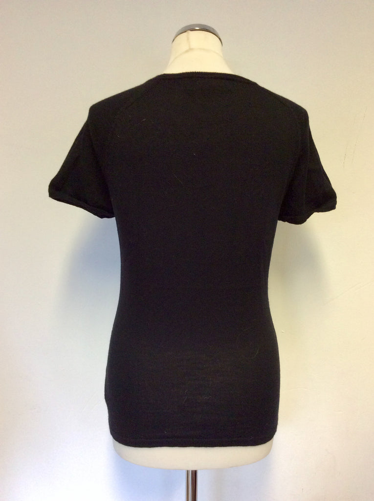 PAUL COSTELLOE BLACK LABEL BLACK MERINO WOOL SHORT SLEEVE JUMPER SIZE