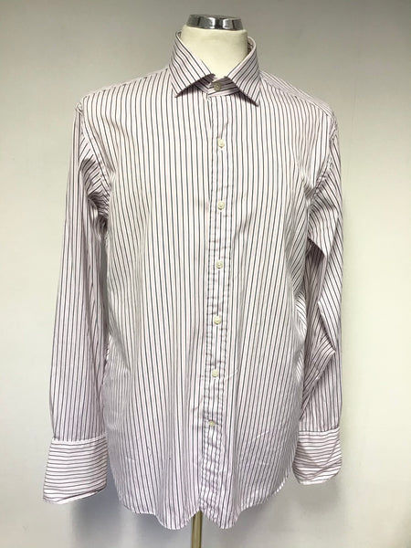 RALPH LAUREN POLO REGENT CUSTOM FIT PINK & NAVY STRIPE COTTON SHIRT SIZE 17”