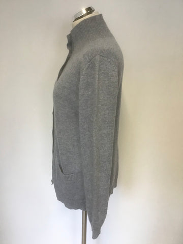 PERUVIAN CONNECTION GREY 100% ROYAL ALPACA LONG SLEEVE CARDIGAN SIZE L