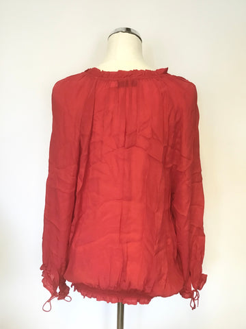 MINT VELVET RED LONG SLEEVE BLOUSON TOP SIZE 14