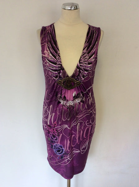 CHRISTIAN AUDIGIER PURPLE PRINT STRETCH DRESS SIZE M