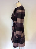 TED BAKER PURPLE,BLACK & DARK GREY CHECK WOOL BLEND TIE WAIST COAT SIZE 2 UK 10