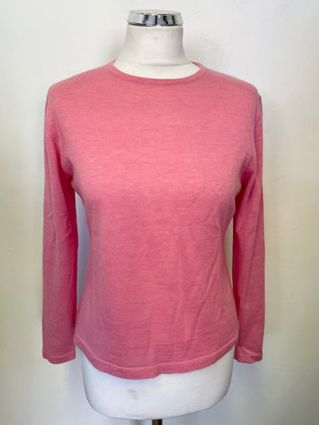 THE CASHMERE COMPANY PINK CASHMERE & MERINO WOOL LONG SLEEVE JUMPER SIZE M
