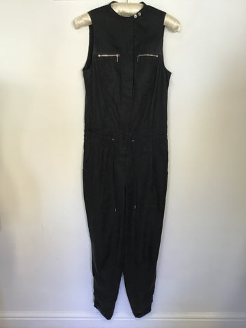 KAREN MILLEN BLACK SLEEVELESS ZIP TRIM JUMPSUIT SIZE 10