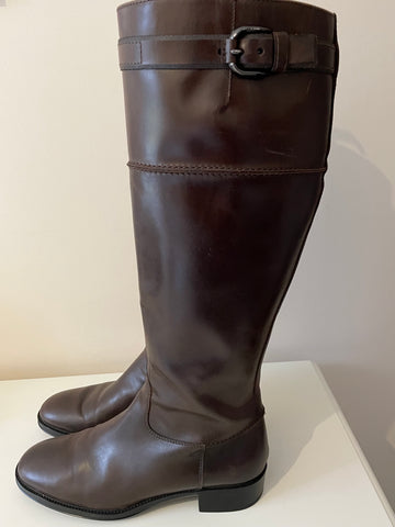 TODS DARK BROWN LEATHER KNEE LENGTH RIDING BOOTS SIZE 4.5/37.5