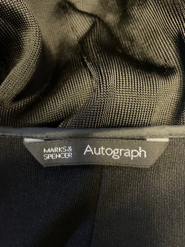 MARKS & SPENCER AUTOGRAPH BLACK LONG SLEEVED WRAP DRESS SIZE 14