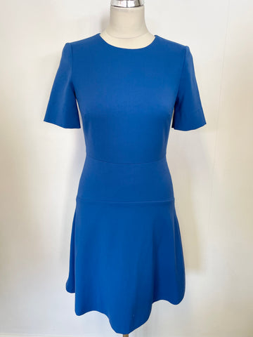 HOBBS OCEAN BLUE SHORT SLEEVE FIT & FLARE DRESS SIZE 8