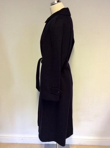 BURBERRY’S DARK BLUE 100% CASHMERE BELTED COAT SIZE 6