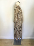 FUEGO BROWN PRINT SLEEVELESS LONG DRESS & MATCHING TOP/ JACKET SIZE XXL