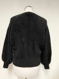 LA MAILLE SEZANE LEON BLACK WOOL & KID MOHAIR BLEND JUMPER SIZE XS