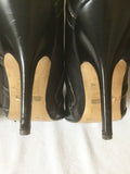 LACEYS LONDON BLACK LEATHER REAR LACE UP TRIM HEEL BOOTS SIZE 7/40