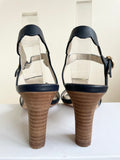 BODEN NAVY BLUE LEATHER ANKLE STRAP BLOCK  HEEL SANDALS SIZE 5/38
