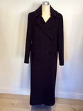 PLANET BLACK WOOL & CASHMERE BLEND DOUBLE BREASTED LONG COAT SIZE 14