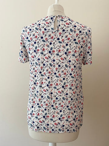 COMPTOIR DES COTONNIERS FLORAL PRINT LACE TRIM SHORT SLEEVE TOP SIZE 12