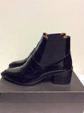 BRAND NEW WHISTLES BLACK PATENT LEATHER RILEY LOAFER POINT ANKLE BOOTS SIZE 7/40