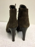 SISLEY BROWN SUEDE LACE UP ANKLE BOOTS SIZE 7/40