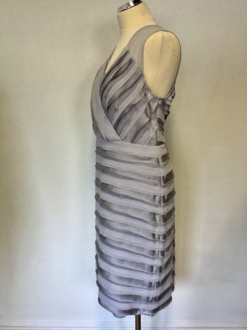 PHASE EIGHT SILVER GREY TIERED LAYERED SPECIAL OCCASION DRESS & MATCHING FASCINATOR