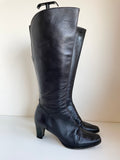 HOBBS BLACK LEATHER KNEE LENGTH HEELED BOOTS SIZE 6/39