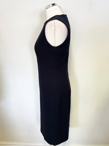 HOBBS NAVY BLUE ROUND NECK SLEEVELESS PENCIL DRESS SIZE 10