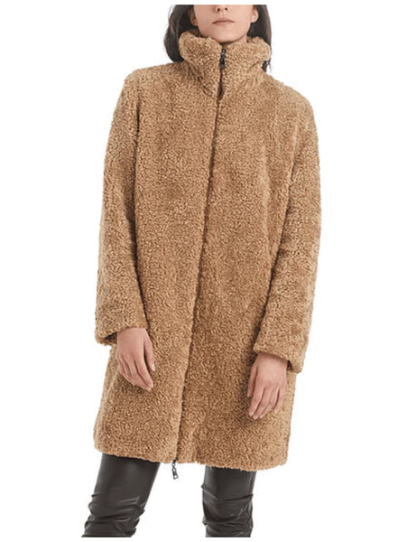 MARCCAIN HONEY BROWN REVERSIBLE TEDDY BEAR COAT SIZE N4 UK 14/16