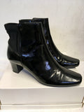 MARKS & SPENCER BLACK PATENT LEATHER ANKLE BOOTS SIZE 7.5